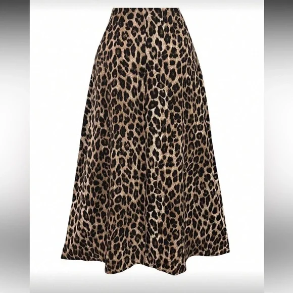 Leopard Print Midi Skirt - Picture 3 of 9